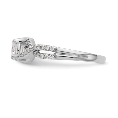14K Weißgold Kreuz (holds 1/2 Karat (5.2mm) Rund Mittig) 1/4 Diamant Halbfassung Verlobungsring