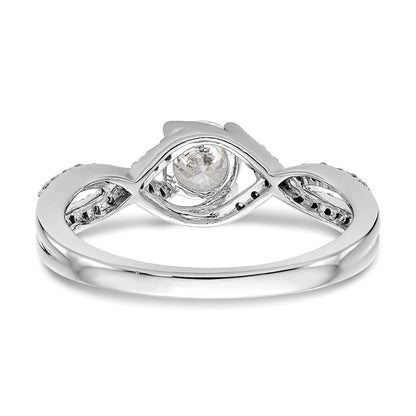 14K Weißgold Kreuz (holds 1/2 Karat (5.2mm) Rund Mittig) 1/4 Diamant Halbfassung Verlobungsring