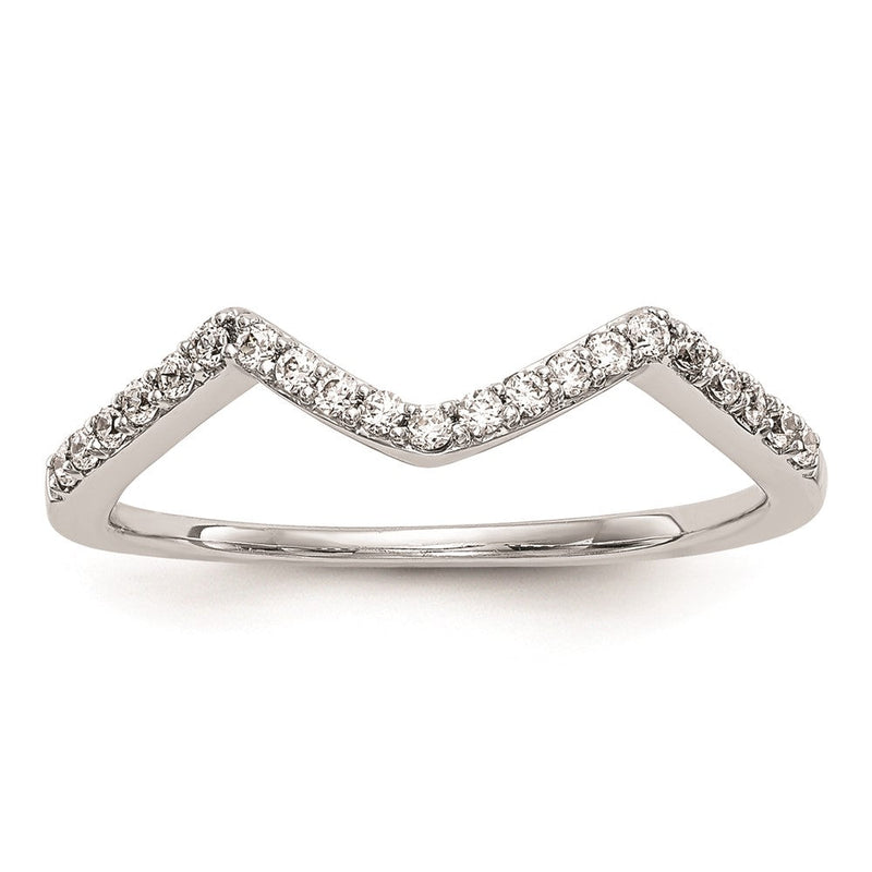 14K Weißgold Ehering mit runden echten Diamanten