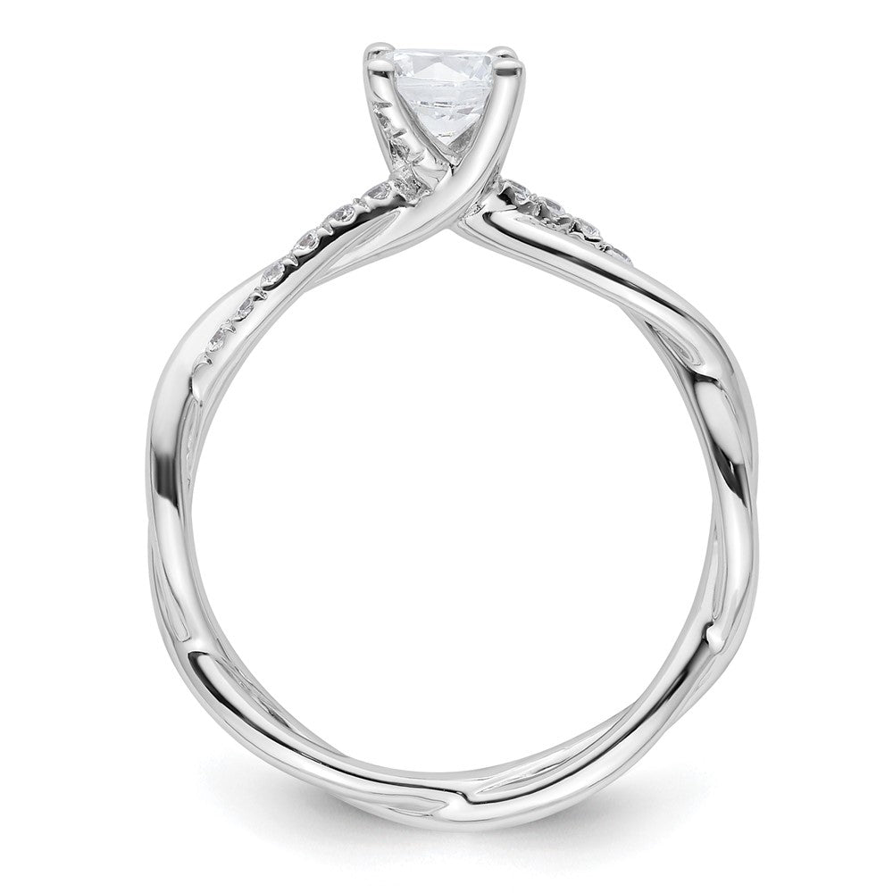 14K Weißgold Verlobungsring mit 0,625 ct. Labor gezüchteten Diamanten, rund, VS/SI+ G+, Bypass-Design