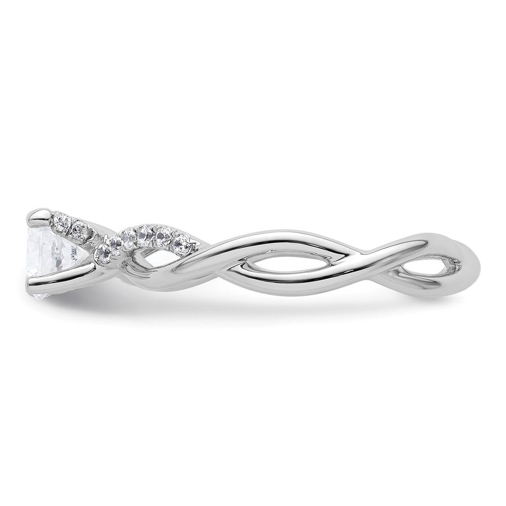 14K Weißgold Verlobungsring mit 0,625 ct. Labor gezüchteten Diamanten, rund, VS/SI+ G+, Bypass-Design