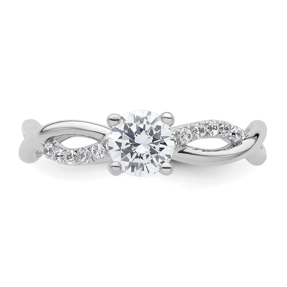14K Weißgold Verlobungsring mit 0,625 ct. Labor gezüchteten Diamanten, rund, VS/SI+ G+, Bypass-Design