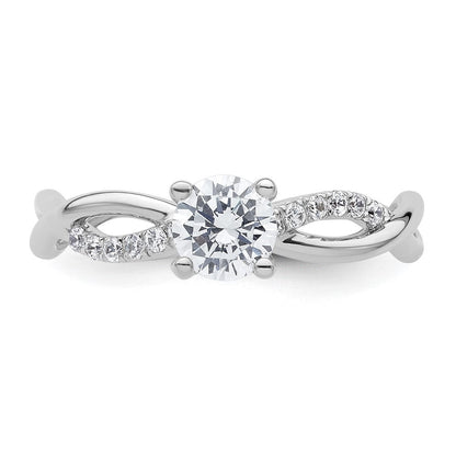 14K Weißgold Verlobungsring mit 0,625 ct. Labor gezüchteten Diamanten, rund, VS/SI+ G+, Bypass-Design