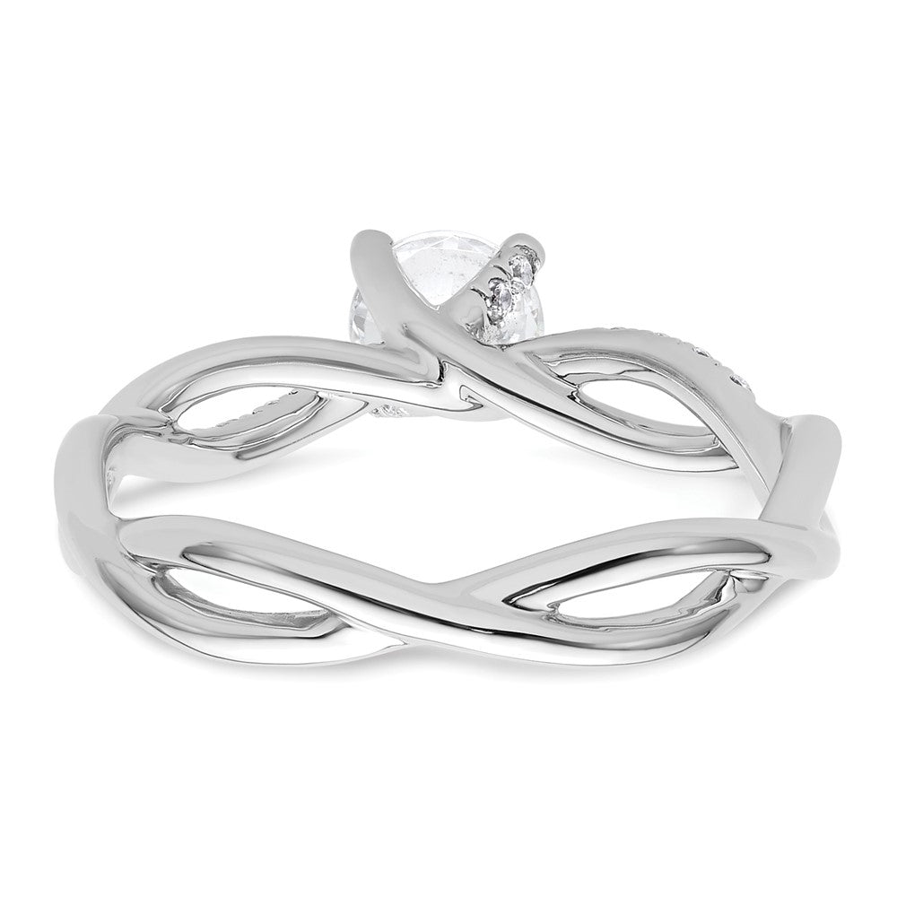 14K Weißgold Verlobungsring mit 0,625 ct. Labor gezüchteten Diamanten, rund, VS/SI+ G+, Bypass-Design