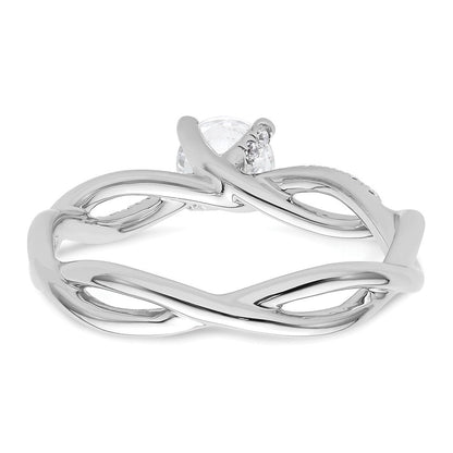 14K Weißgold Verlobungsring mit 0,625 ct. Labor gezüchteten Diamanten, rund, VS/SI+ G+, Bypass-Design
