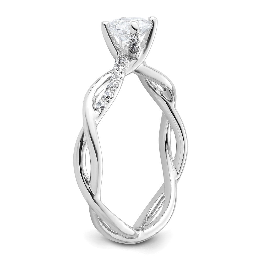 14K Weißgold Verlobungsring mit 0,625 ct. Labor gezüchteten Diamanten, rund, VS/SI+ G+, Bypass-Design