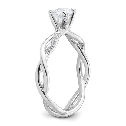 14K Weißgold Verlobungsring mit 0,625 ct. Labor gezüchteten Diamanten, rund, VS/SI+ G+, Bypass-Design