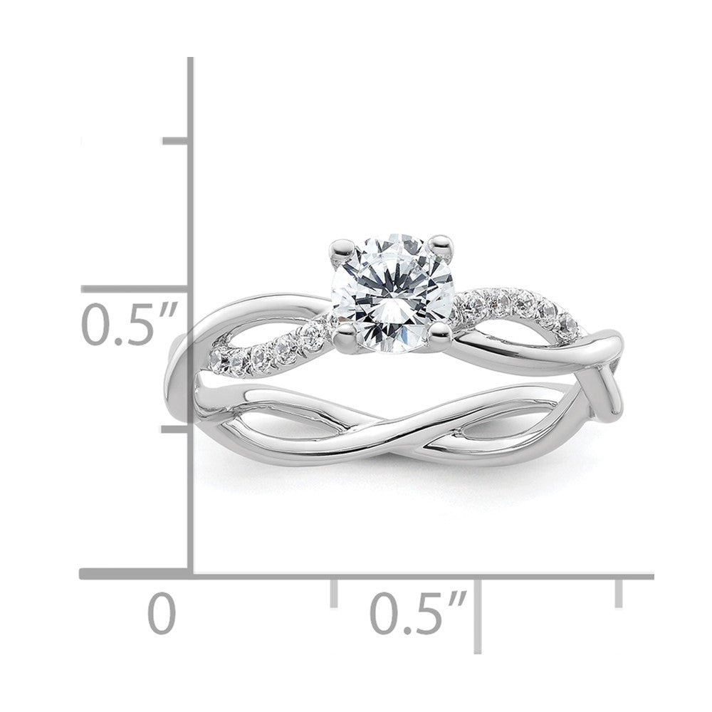 14K Weißgold Verlobungsring mit 0,625 ct. Labor gezüchteten Diamanten, rund, VS/SI+ G+, Bypass-Design