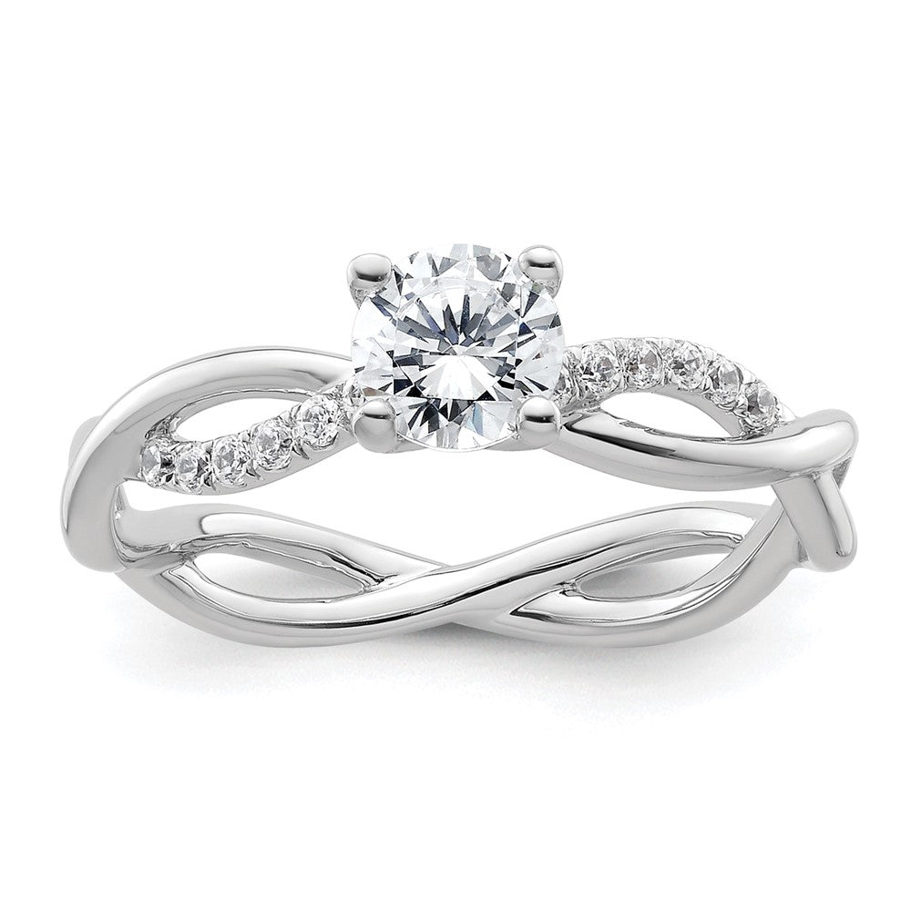14K Weißgold Verlobungsring mit 0,625 ct. Labor gezüchteten Diamanten, rund, VS/SI+ G+, Bypass-Design