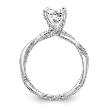 14K Weißgold Verlobungsring mit rundem 1 ct. Center-Laborgezüchteter Diamant VS/SI+ G+ und 0,25 ct. Diamanten, Bypass-Fassung