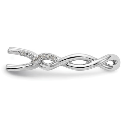14K Weißgold Verlobungsring mit rundem 1 ct. Center-Laborgezüchteter Diamant VS/SI+ G+ und 0,25 ct. Diamanten, Bypass-Fassung
