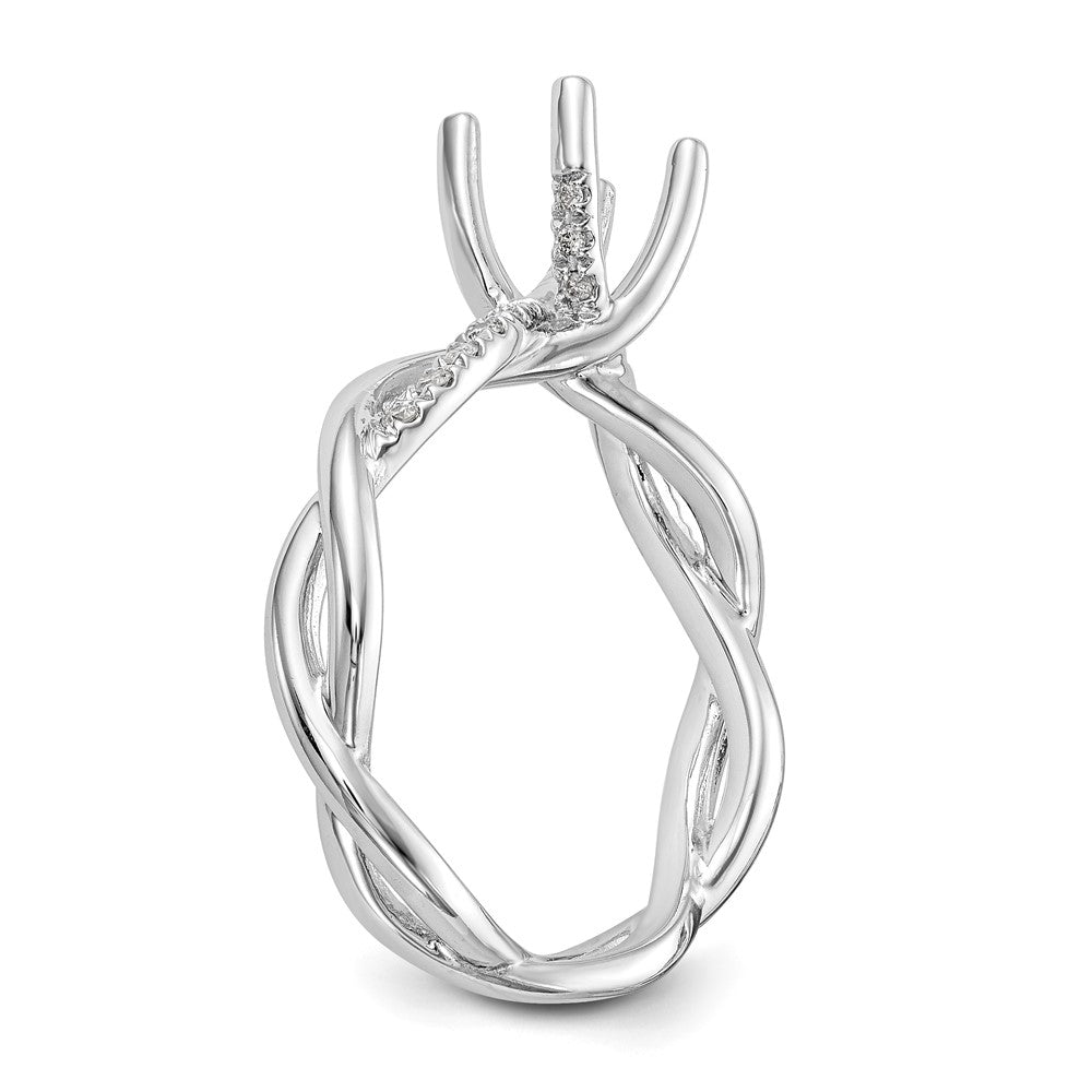 14K Weißgold Verlobungsring mit rundem 1 ct. Center-Laborgezüchteter Diamant VS/SI+ G+ und 0,25 ct. Diamanten, Bypass-Fassung