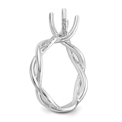 14K Weißgold Verlobungsring mit rundem 1 ct. Center-Laborgezüchteter Diamant VS/SI+ G+ und 0,25 ct. Diamanten, Bypass-Fassung
