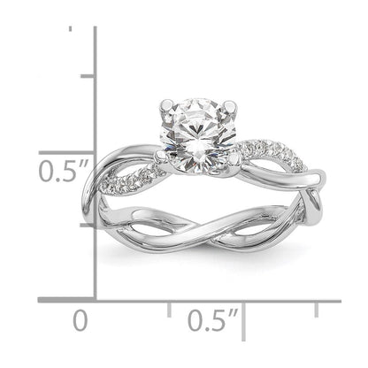 14K Weißgold 0,25 ct. Labor gezüchteter Diamant VS/SI+ G+ 0,75 ct. Center Rund Bypass Verlobungsring