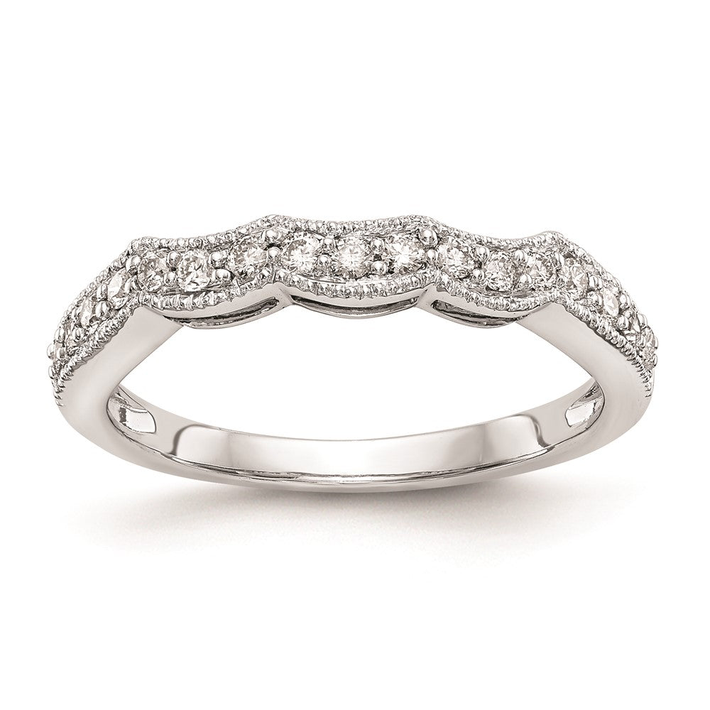 14K Weißgold Ehering mit echten Diamanten