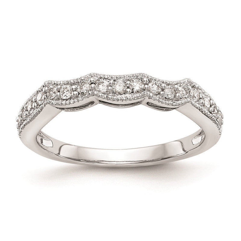 14K Weißgold Ehering mit echten Diamanten