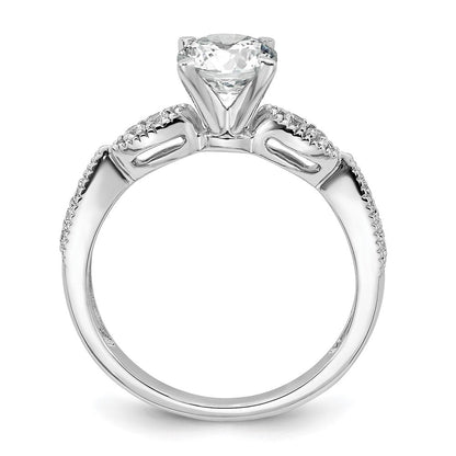 14K Weißgold Verlobungsring mit rundem Semi-Mount für Labordiamanten VS/SI FGH