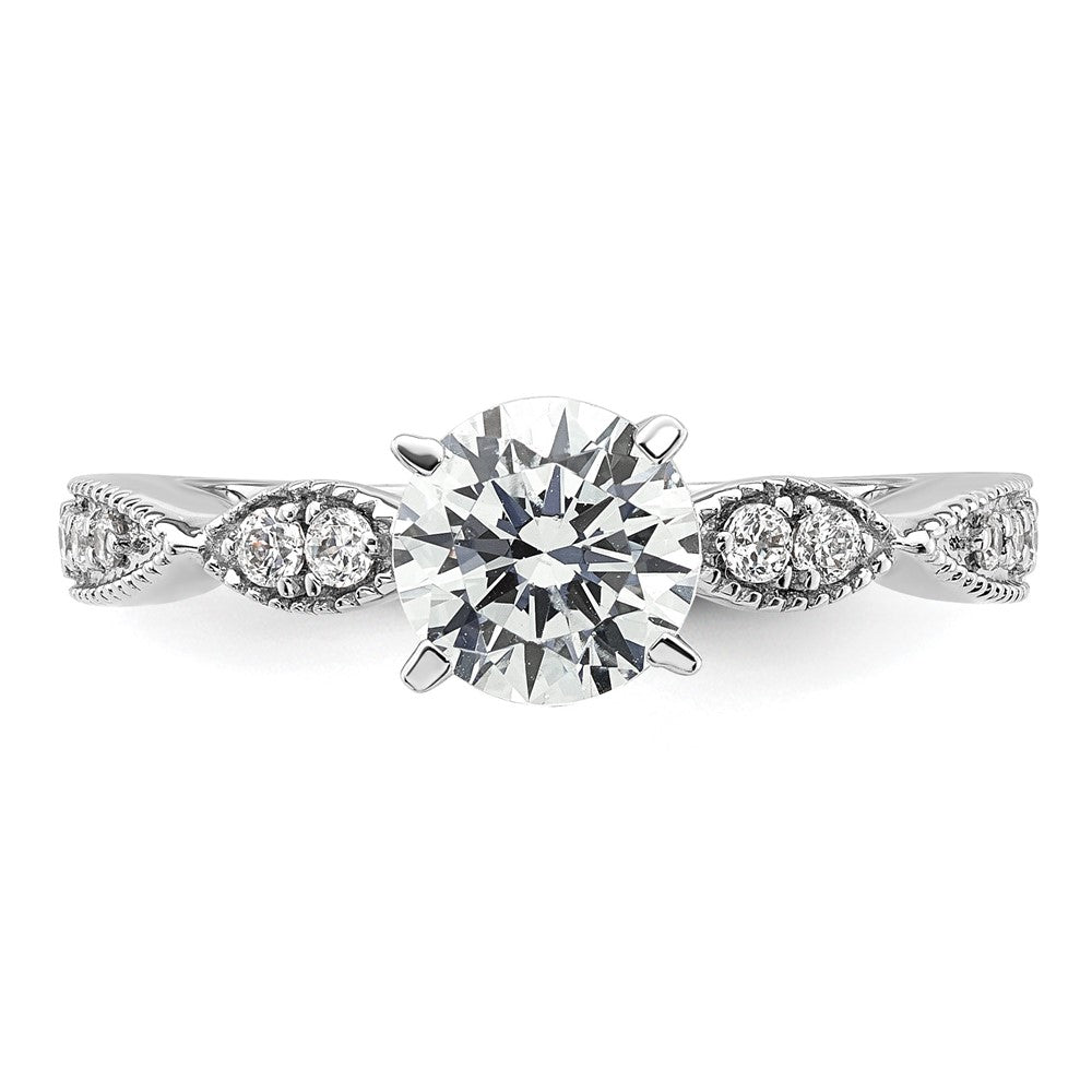 14K Weißgold Verlobungsring mit rundem Semi-Mount für Labordiamanten VS/SI FGH