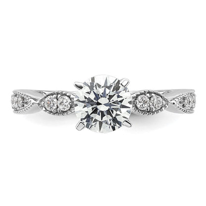 14K Weißgold Verlobungsring mit rundem Semi-Mount für Labordiamanten VS/SI FGH