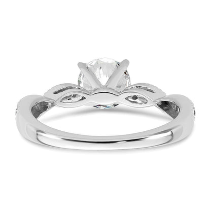 14K Weißgold Verlobungsring mit rundem Semi-Mount für Labordiamanten VS/SI FGH