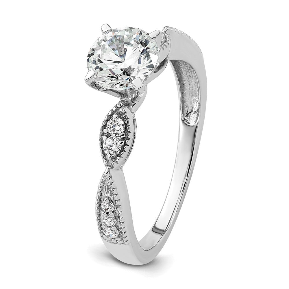 14K Weißgold Verlobungsring mit rundem Semi-Mount für Labordiamanten VS/SI FGH