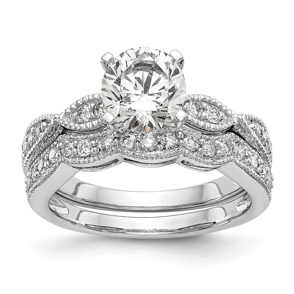 14K Weißgold Verlobungsring mit rundem Semi-Mount für Labordiamanten VS/SI FGH