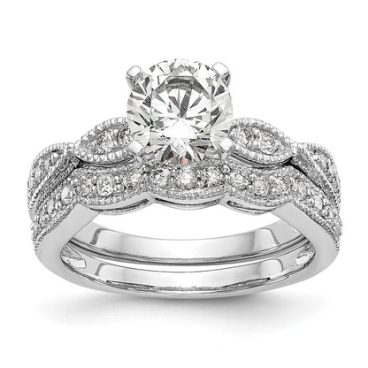14K Weißgold Verlobungsring mit rundem Semi-Mount für Labordiamanten VS/SI FGH