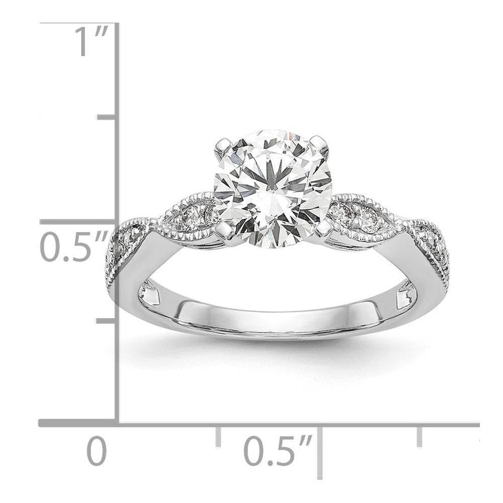 14K Weißgold Verlobungsring mit rundem Semi-Mount für Labordiamanten VS/SI FGH