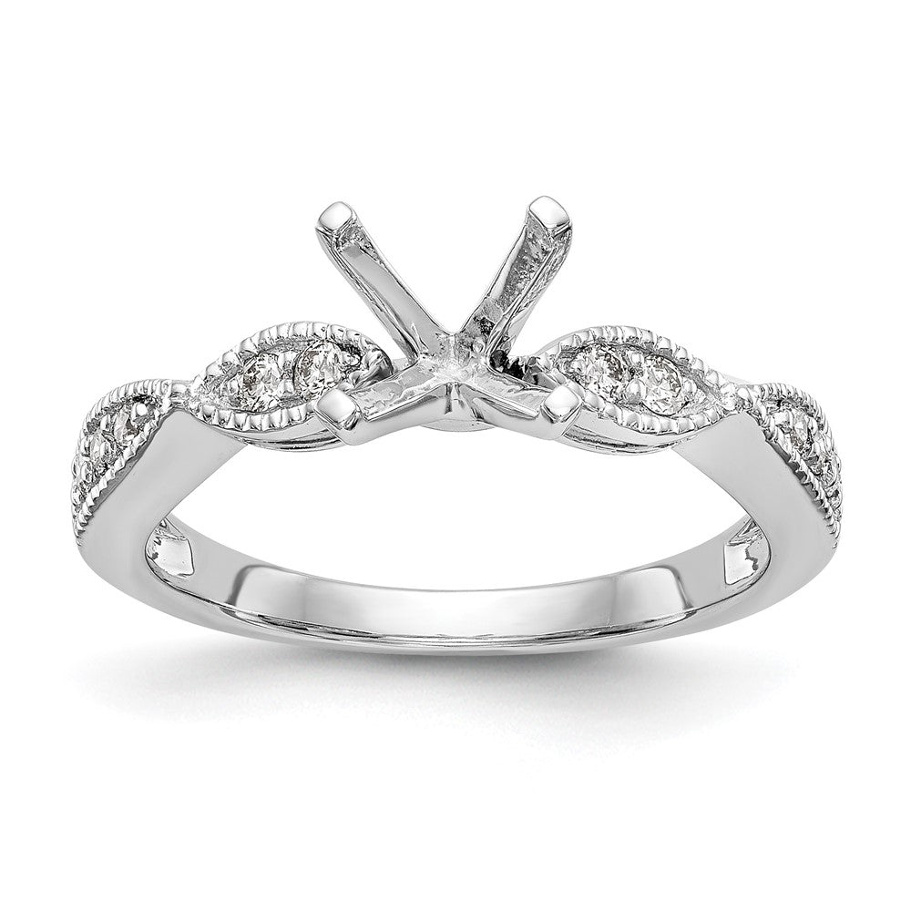 14K Weißgold Verlobungsring mit rundem Semi-Mount für Labordiamanten VS/SI FGH