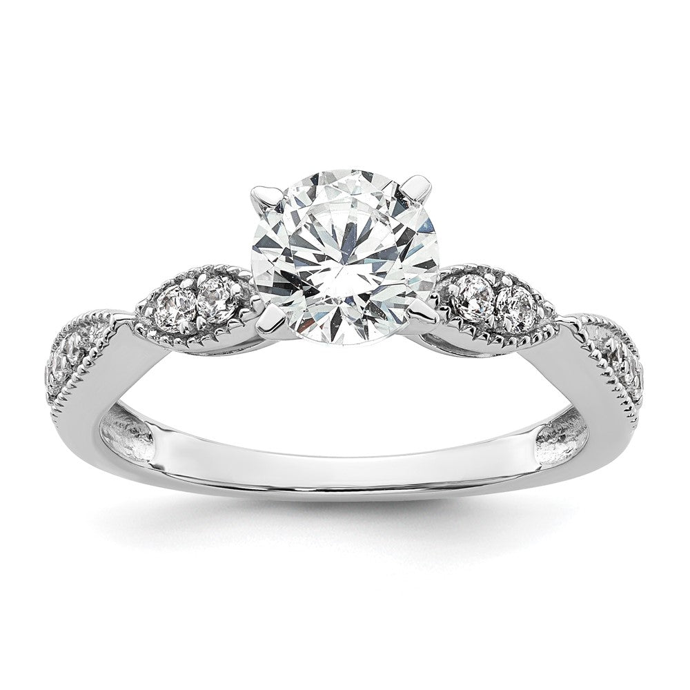 14K Weißgold Verlobungsring mit rundem Semi-Mount für Labordiamanten VS/SI FGH