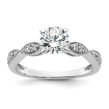 14K Weißgold Verlobungsring mit rundem Semi-Mount für Labordiamanten VS/SI FGH