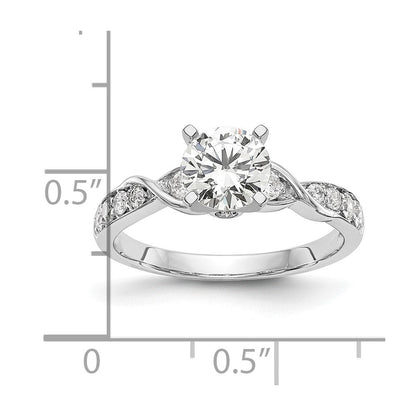14K Weißgold Verlobungsring mit im Labor gezüchteten Diamanten VS/SI FGH, Krappenfassung, Semi-Mount