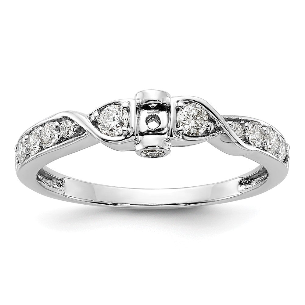 14K Weißgold Verlobungsring mit im Labor gezüchteten Diamanten VS/SI FGH, Krappenfassung, Semi-Mount