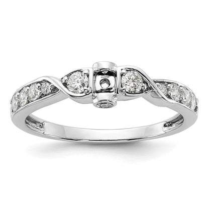 14K Weißgold Verlobungsring mit im Labor gezüchteten Diamanten VS/SI FGH, Krappenfassung, Semi-Mount