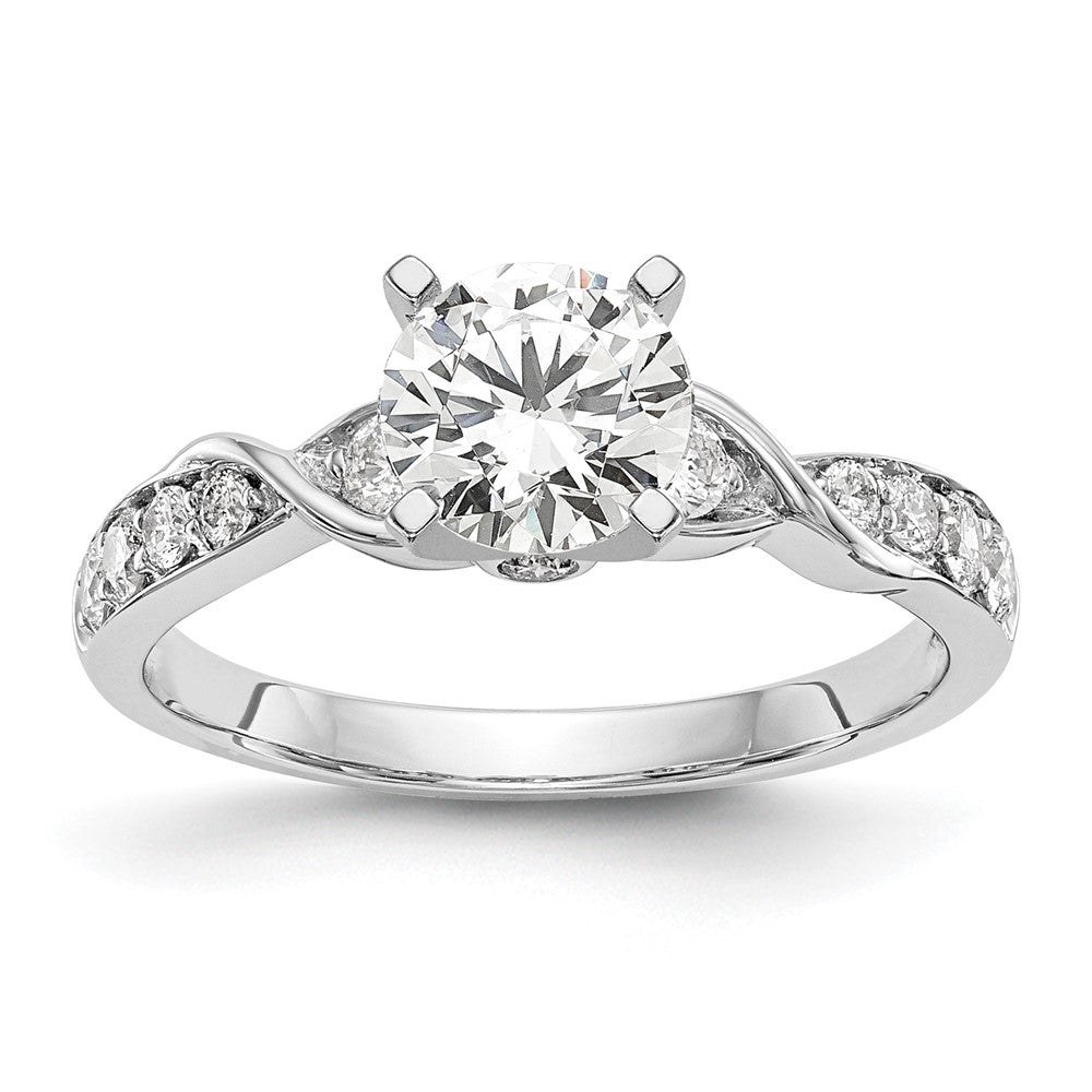 14K Weißgold Verlobungsring mit im Labor gezüchteten Diamanten VS/SI FGH, Krappenfassung, Semi-Mount