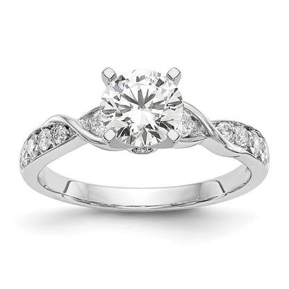 14K Weißgold Verlobungsring mit im Labor gezüchteten Diamanten VS/SI FGH, Krappenfassung, Semi-Mount