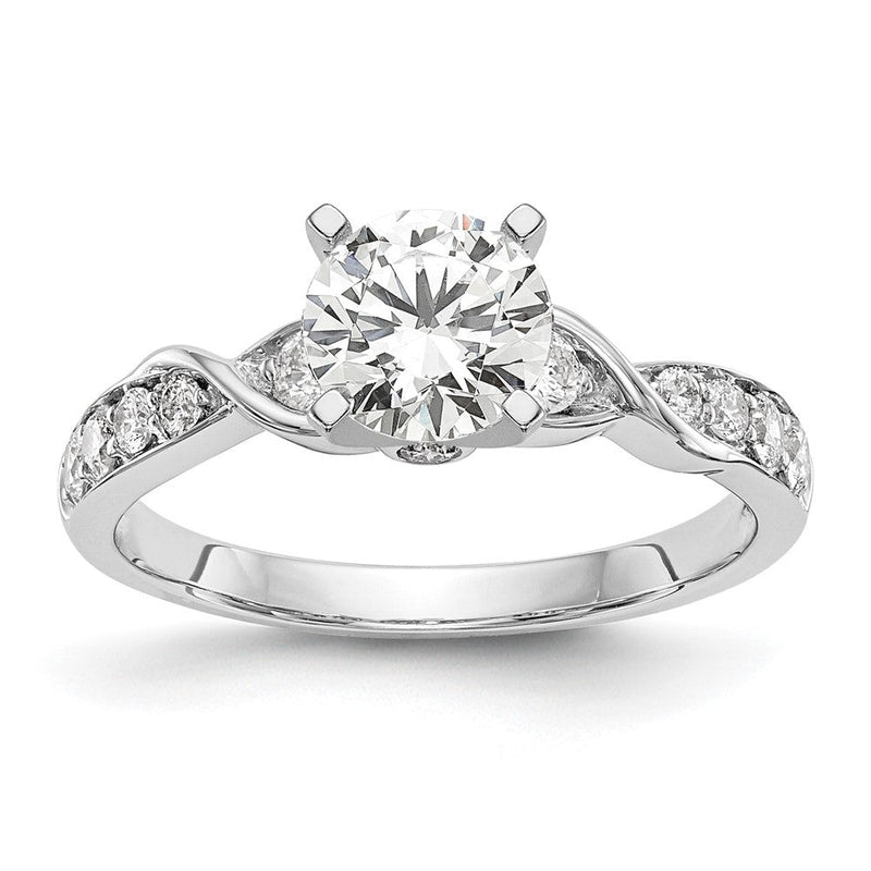 14K Weißgold Verlobungsring mit im Labor gezüchteten Diamanten VS/SI FGH, Krappenfassung, Semi-Mount