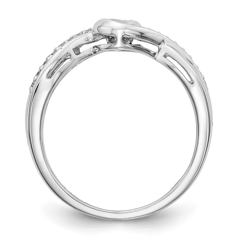 Verlobungsring 14K Weißgold mit Peg-Fassung, Kreuzdesign und simuliertem Diamanten