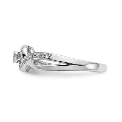 Verlobungsring 14K Weißgold mit Peg-Fassung, Kreuzdesign und simuliertem Diamanten