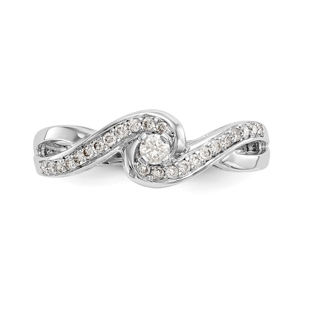 Verlobungsring 14K Weißgold mit Peg-Fassung, Kreuzdesign und simuliertem Diamanten