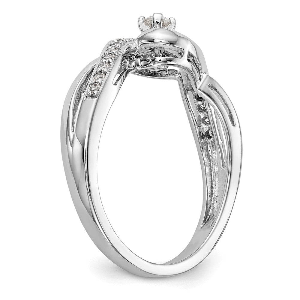 Verlobungsring 14K Weißgold mit Peg-Fassung, Kreuzdesign und simuliertem Diamanten