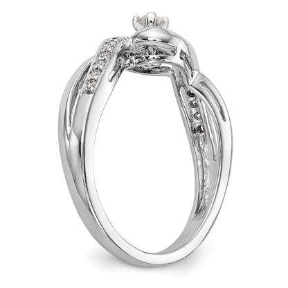Verlobungsring 14K Weißgold mit Peg-Fassung, Kreuzdesign und simuliertem Diamanten