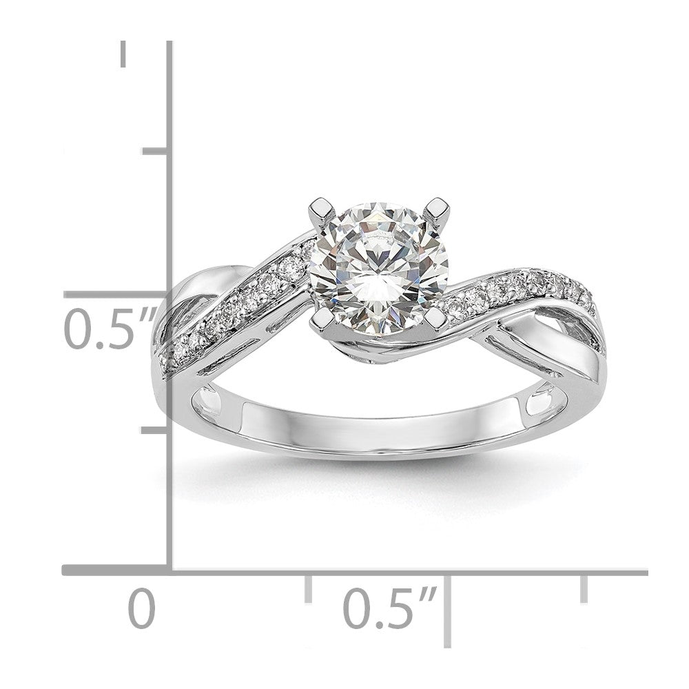 Verlobungsring 14K Weißgold mit Peg-Fassung, Kreuzdesign und simuliertem Diamanten
