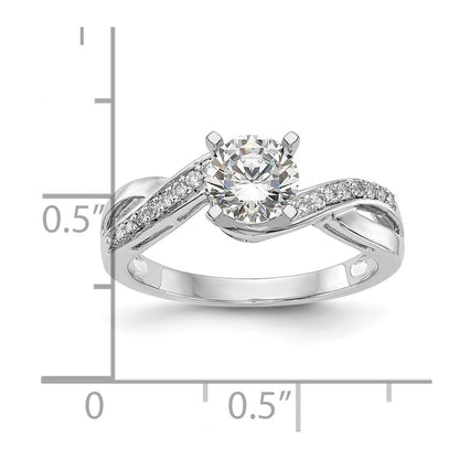 Verlobungsring 14K Weißgold mit Peg-Fassung, Kreuzdesign und simuliertem Diamanten
