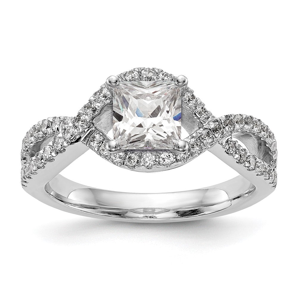 14K Weißgold 0,5 ct. Labor gezüchteter Diamant VS/SI+ G+ Criss-Cross-Krappenfassung Verlobungsring