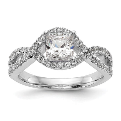 14K Weißgold 0,5 ct. Labor gezüchteter Diamant VS/SI+ G+ Criss-Cross-Krappenfassung Verlobungsring