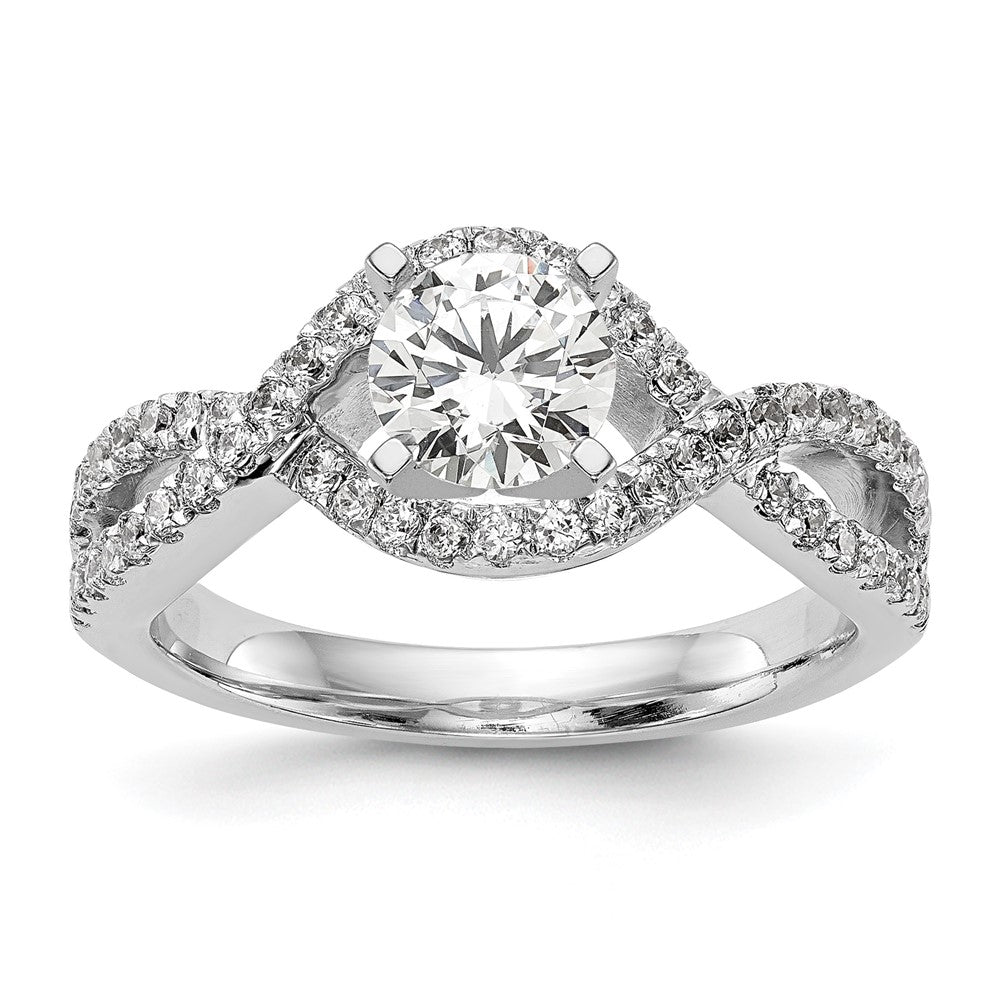 14K Weißgold 0,5 ct. Labor gezüchteter Diamant VS/SI+ G+ Criss-Cross-Krappenfassung Verlobungsring