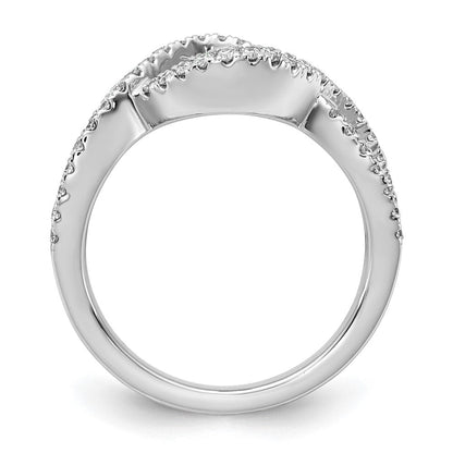 14K Weißgold 0,5 ct. Labor gezüchteter Diamant VS/SI+ G+ Criss-Cross-Krappenfassung Verlobungsring