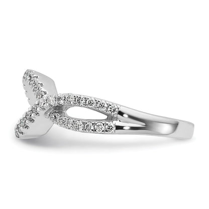 14K Weißgold 0,5 ct. Labor gezüchteter Diamant VS/SI+ G+ Criss-Cross-Krappenfassung Verlobungsring