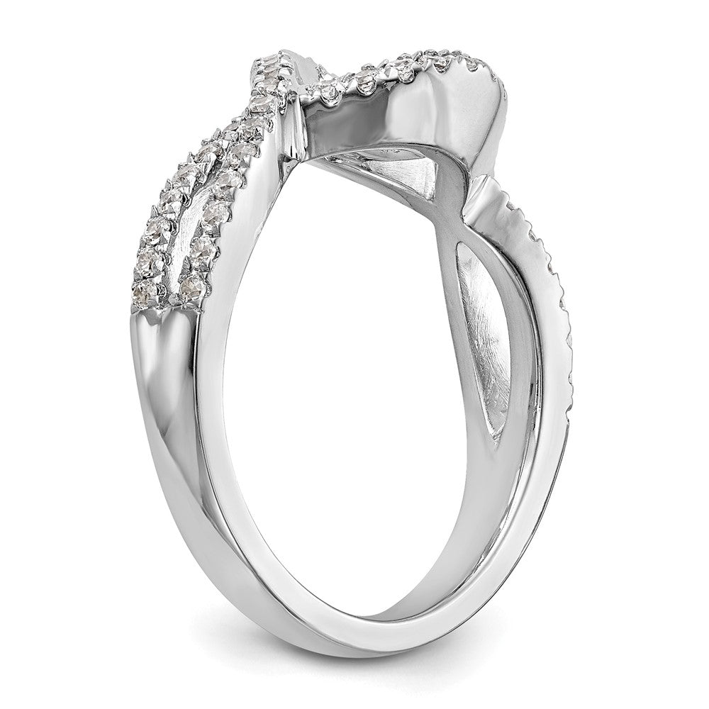 14K Weißgold 0,5 ct. Labor gezüchteter Diamant VS/SI+ G+ Criss-Cross-Krappenfassung Verlobungsring